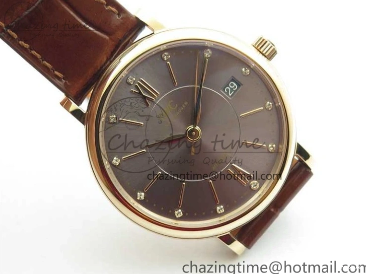 MIROTIME 1226 Portofino 37mm RG V7F 1:1 Best Edition Gray Dial on Deep Brown Leather Strap A SunProtective 7090